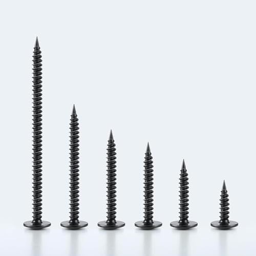 Black Wood Screws Phillips Modified Truss Head Assortment Kit 450PCS, Stainless Steel 410 Quick Self Tapping Screws for Wood Metal, #8 x 1/2",5/8",3/4",1",1-1/4",1-1/2",2" #8 450PCS Black