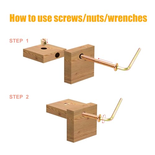 weideer 122PCS Crib Screws and Nuts Kit, Furniture Bolts M6x16/20/25/30/40/50/60/70/80mm,Barrel Nuts Wooden Dowel Pins Hex Drive Socket Cap Screws Kit for Beds Chairs Furniture K-195 (Pack of 2) 122PCS-M6x16/20/25/30/40/50/60/70/80mm (Pack of 2) Gold