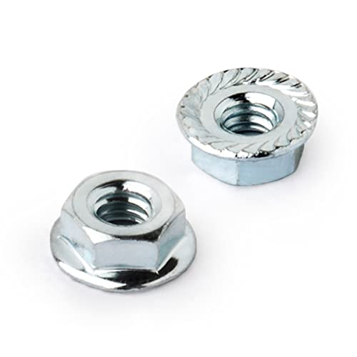 POWERTEC QLN1200-P4 Serrated Flange Hex Lock (M6) Nuts | Premium Carbon Steel Zinc Plated Fasteners – 100 Pack
