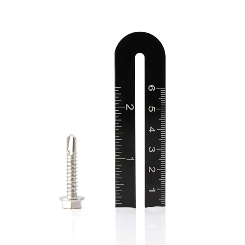 THE CIMPLE CO Hex Head Self-Tapping/Drilling Screw #14 Size, 1 1/4" Length - 410 Stainless Steel with Hex Washer Head - Mounting Screw for Metal, Drywall, Plastic - 1 1/4 in (32 mm), 100 PCS 1 1/4 Inch #14 Hex Head