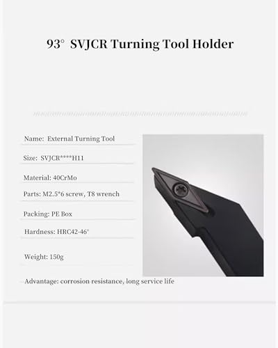 3/8in 1/2in Indexable Metal Lathe Turning Tool Holder with VCMT110304 Carbide Turning Inserts for Stainless Steel(2pcs Holders + 10pcs VCMT11 Insert + 10pcs Screws)