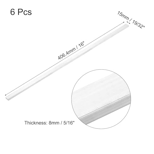 MECCANIXITY 6 Pcs Square Aluminum Flat Bar, 5/16" (8mm) Thick x 19/32" (15mm) Width x 16" (406.4mm) Long 6061 Aluminum Flat Plate Solid New Mill Stock Silver for Industrial Building 5/16"x 19/32"x 16"