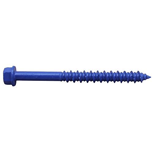 Blue Concrete Anchor Screws 1/4" x 2-3/4" Carbon Steel Hardened - Interior & Exterior Coated Rust and Corrosion Resistant Screws (Qty 100) BLUE 1/4"x2-3/4" 100 CT