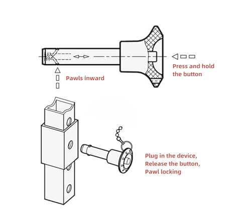 Stainless Steel jaw Handle Locking pin with axial Locking Pawl pin Tongue Quick-Release pin with Safety Rope (Diameter:15/32in(12mm), Clamping Length：4in(100mm)) Diameter:15/32in(12mm) Clamping length：4in(100mm)