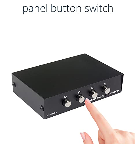 Toptekits 4 Port Way 8P8C RJ45 Network Ethernet Manual ABCD Sharing Switch Box,4 Ports Network Switch Splitter Selector Hub 4-in 1-Out or 1-in 4-Out