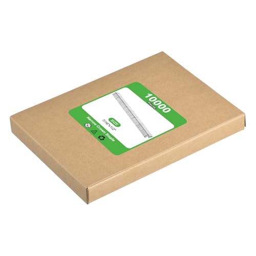 uxcell 10000Pcs 20 Gauge Narrow Crown Staples 7/16" x1/2", Galvanized Steel White 7/16"x1/2" 10000