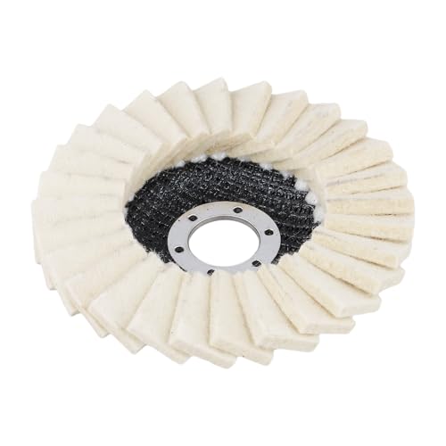 SINJEUN 15 PCS Felt Flap Disc, 4-1/2" x 7/8" Wool Polishing Wheel Disc, Angle Grinder Buffing Wheel, Metal Polishing, Off-White