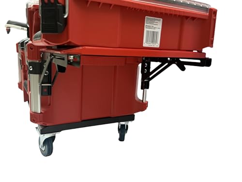for Milwaukee Packout Compatible Foldable Side Mount Rack Heavy Duty Side Storage Organizer, Wall & Floor Installation, 100LB Capacity, Toolbox Accessory (2 red) 2