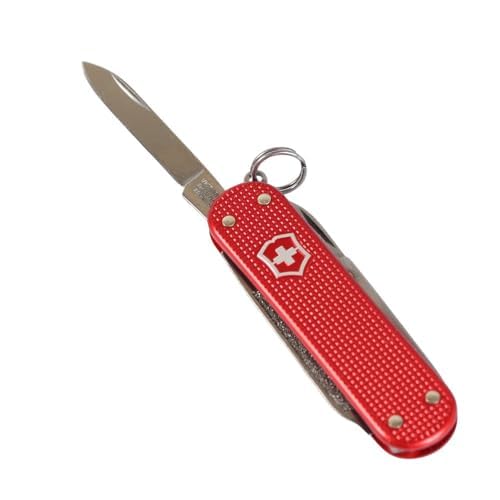 Victorinox Classic SD Alox Swiss Army Knife, Compact, 5 Functions, Swiss Made Pocket Knife with Small Blade, Screwdriver and Key Ring - Sweet Berry (Red)