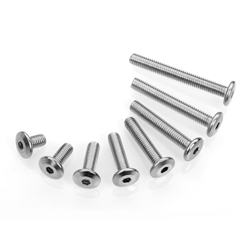 Mywish 30Pcs M5 x 40mm & M6 x 30mm 50Pcs Flat Head Hex Socket Cap Screws Bolts, 304 Stainless Steel Furniture Bolts Full Thread & Hex Spanner