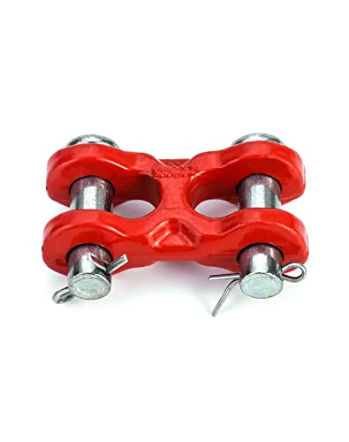 QWORK 3/8 Inches Twin Clevis Safety Chain Repair Links, 4 Pack Trailer Tie Down Links, Industrial Grade Heavy Duty Material - 6,600 LBS. Capacity 6600lbs