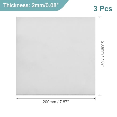 uxcell 3Pcs GR2 Titanium Plate Sheet, 200x200x2mm Titanium Alloy Metal Sheet for Industrial Machinery Metalworking (8"x8"x0.08") 8"x8"x0.08" 3