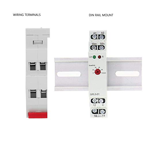 Water Level Relay GRL8-01 Liquid Level Control Water Level Controller AC/DC 24V-240V (50-60Hz), 35mm DIN Rail