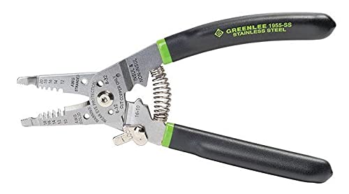 Greenlee, 0159-LBFC, 3-Piece Electrician Tool Kit with Stainless Steel Wire Stripper and Cable Crimper, 6-in-1 Multi-Tool Screwdriver and Bonus 7-Inch Long Nose Side-Cutting Pliers