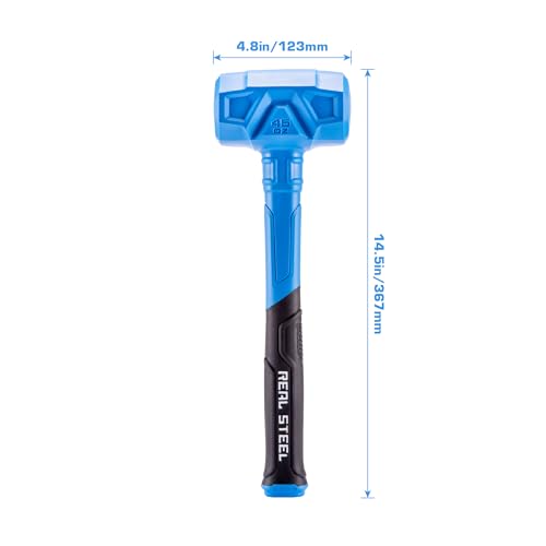 REAL STEEL Dead Blow Hammer 45 Oz Rubber Mallet Non-Marring and Sparking Resistant with Steel Shot-filled Head Ideal for DIY,Automotive,Furniture (0318) 45 ounce