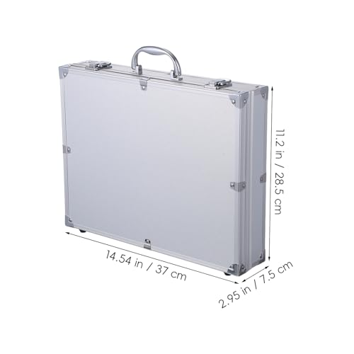 Sewroro Lockable Aluminum Alloy Toolbox Portable Carrying Case with Handle Tools Container for Home Garage Workshop Office Travel 14.56 X 11.22 X 2.95 in Silver