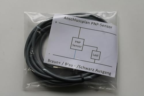 Inductive Sensor M5 Nickel-Plated Brass, PNP N0, Compact Design Diameter 5 mm, IP65, Inductive Proximity Switch Inductive sensor M5 - nickel-plated - 1.5 mm PNP NO