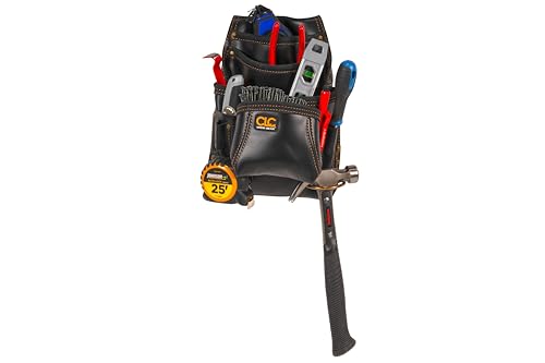CLC Custom Leathercraft 179354 Carpenter's Nail and Tool Bag Reversed Top Grain, 10 Pocket 10-Pocket