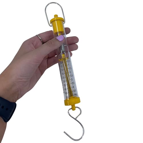 Newton Force Meter Spring Scale - Max Capacity 50N, 5Kg, Dual Scale Labeled - Eisco Labs 1.3 inches x 9.5 inches x 1 inches