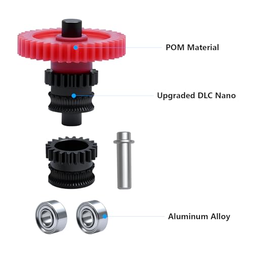 Hardened Steel Extruder Gear Kit for Kobra 3, 3D Printer DLC Nano Coating Hardened Steel Extruder Dual Gear and POM Gear Kit for Anycubic Kobra 3 Combo