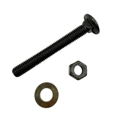 1/2"-13 x 4 Grade 8 Carriage Bolts (10-Pack) – Heavy-Duty Coarse Thread Bolts with Washers and Nylon Lock Nuts – Round Head Square Neck SAE J429 4.0" Plain Black Finish Bolts, Washers, Nuts 10