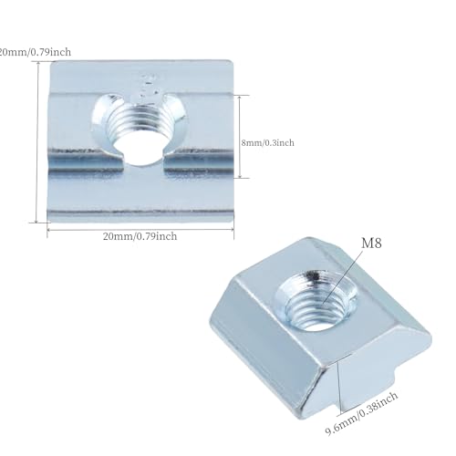 50Pcs M8 T Nuts Carbon Steel 4040 Series Aluminum Extrusion