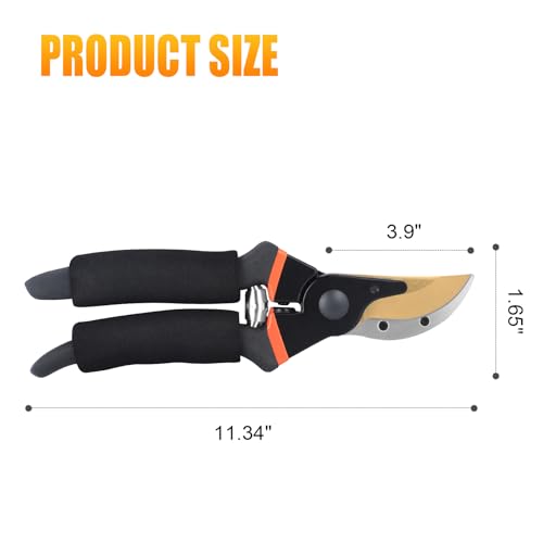 LeafLux 8" Professional Heavy Duty Anvil Pruning Shears (1108S) and LeafLux Pruning Shears, SK5 Titanium Plated Rust-Proof Bypass Pruning Shears(1003B)