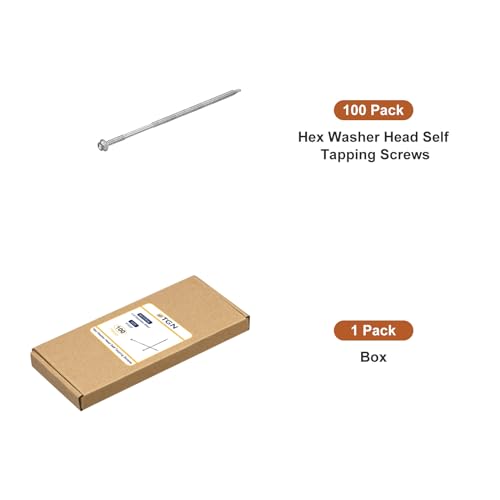 DTGN #12x5 Hex Washer Head Self Drilling Screws - 100Pack - Good for Machine - 410 Stainless Steel - Self Tapping Sheet Metal Screws #12x5" 100