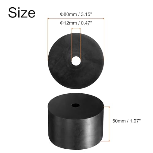 uxcell 4pcs Rubber Spacers 80mm OD, 12mm ID, 50mm Height Round Anti Vibration Spacer Rubber Bushing Grommets Thick Rubber Washers for Home Car Accessories 80mmx12mmx50mm(OD*ID*Height)