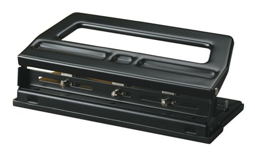 School Smart Black Steel Heavy-Duty 3 or 2-Hole Punch - 038174