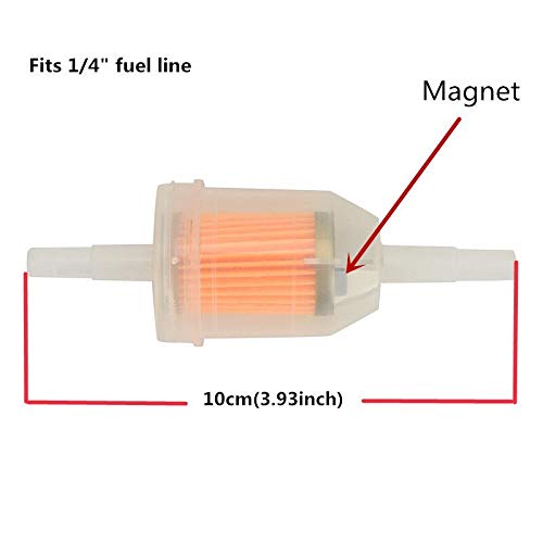 Gas Inline Fuel Filters with magnet for Kawasaki Kohler Briggs & Stratton John Deere 1/4 Inch x 5/16 Inch (Pack of 10)