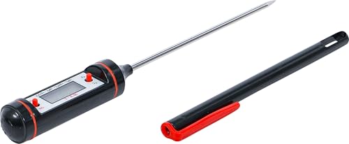 BGS Digital Thermometer with Stainless Steel Probe, Pack of 1, 8714 | Probe length: 125 mm, 0.1 °C steps, °C/°F switchable, switch-off after 15 minutes, measuring tip protection with pocket clip