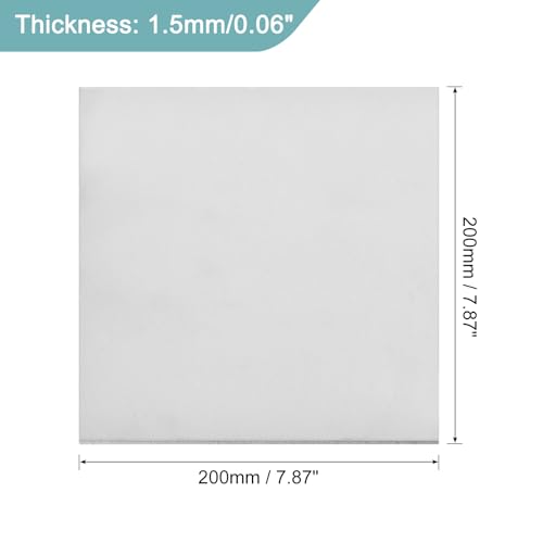 uxcell 1Pcs GR5 Titanium Plate Sheet, 200x200x1.5mm Titanium Alloy Metal Sheet for Industrial Machinery Metalworking (8"x8"x0.06") 8"x8"x0.06" 1