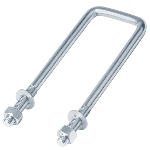 4 Pack Square U Bolts,1/2" D x 2" W x 6-1/4"L