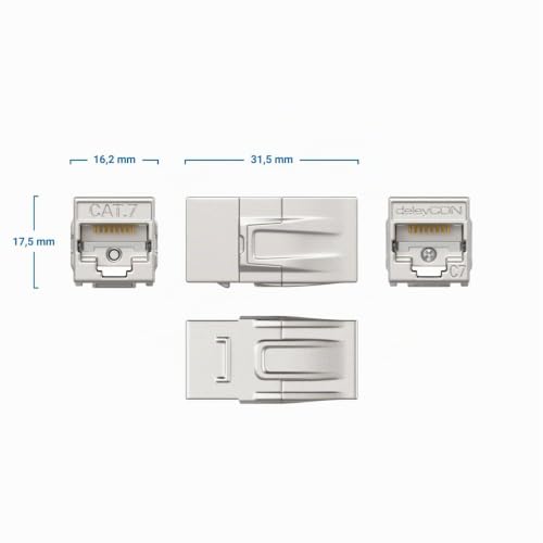 deleyCON RJ45 Coupling CAT 7 10Gbps 600 MHz Metal, Pack of 4, Silver | Connector CAT7 Extension, Ethernet Adapter, Compatible with Cat8 Cat7 Cat6 Cat5, Patch Cable, LAN DSL POE, 2x RJ45 Female 4 pieces