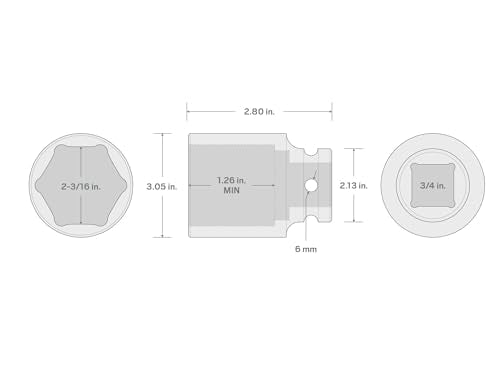 TEKTON 3/4 Inch Drive x 2-3/16 Inch Impact Socket | SID32055 2-3/16-Inch