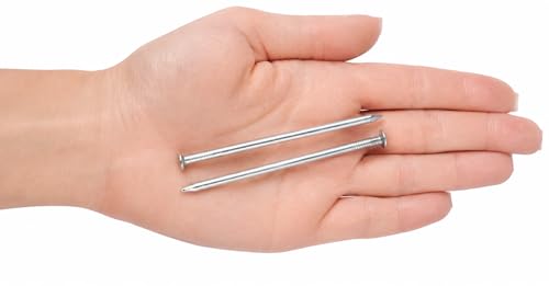 (Pack of 200) Zinc Plated Common Nails 1/8" x 3-1/8" (3 x 80 mm), Flat Round Head Construction and Woodworking Nails 1/8" x 3-1/8" (3.0 x 80 mm)