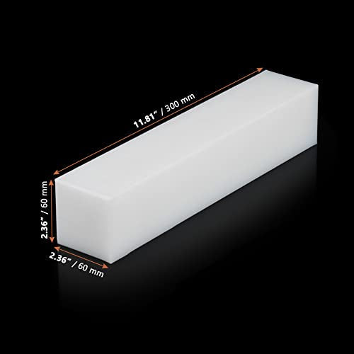 LEXININ 11.8 x 2.4 x 2.4 Inches Large NylonTapping Block, UHMW Plastic Tapping Block, Rectangular Solid Nylon Tapping Block for Engineering, Flooring, DIY, White
