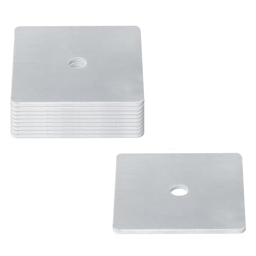 10 PCS 3" Aluminum Flat Plate Square Washer for 3/8" Bolt Strut Channel (Pack of 2) 3"x3" (Pack of 2)