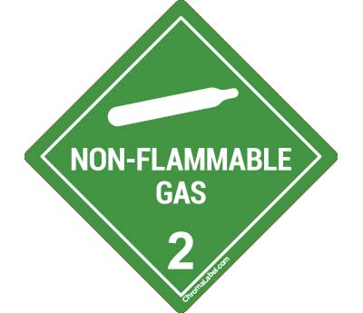 ChromaLabel 4 by 4 Permanent Durable Square D.O.T. Hazard Labels, Hazard Class 2 Non-Flammable Gas Label, 100/Roll 4" x 4"
