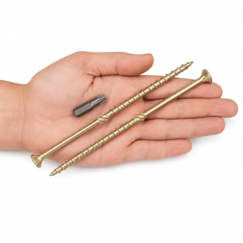 (Pack of 60) Universal Yellow Galvanised Steel 1/4" x 5-1/2" (6.0 x 140mm) Wood Screws Torx Head Countersunk Chipboard Screws 1/4" x 5-1/2" (6.0 x 140mm)