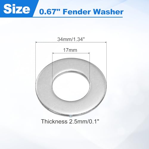 uxcell 25Pcs SAE 5/8" Flat Washer 304 Stainless Steel Flat Washer Fastener 5/8"
