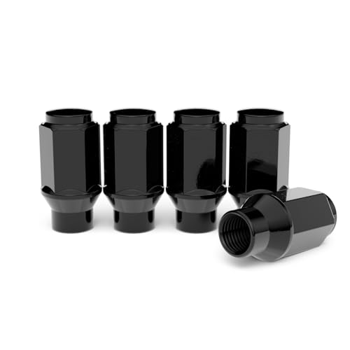 24pcs Black Bulge Lug Nuts - 1/2x20 Threads - 1.75 inch Length - ET Style - Cone Conical Taper Seat Shank - Closed End - Compatible with 6Lug Vehicles Wheels