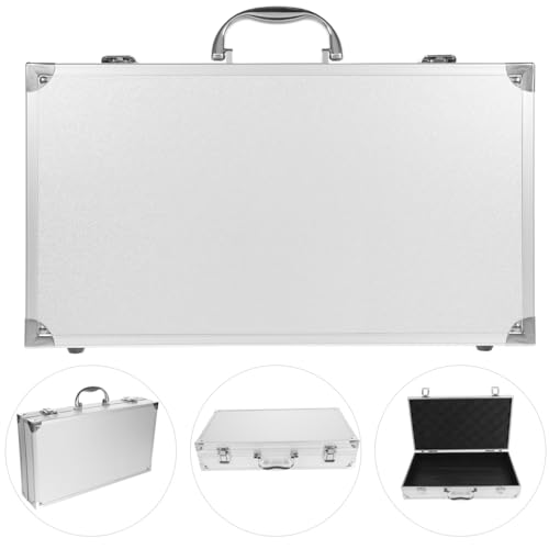 Hemobllo Aluminum Alloy Tool Case Large Capacity Medicine Storage Box with Handle Safety Clasp 14.17 X 8.26 X 2.95 in Portable Toolbox for Home School Garage Hospital White