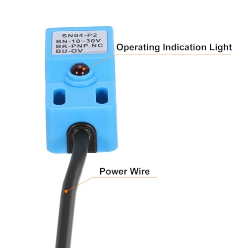 sourcing map Approach Sensor Inductive Proximity Sensor Switch NC Normally Close PNP 4mm Detection Distance, DC 10-30V SN04-P2, 3.9ft, 5Pcs