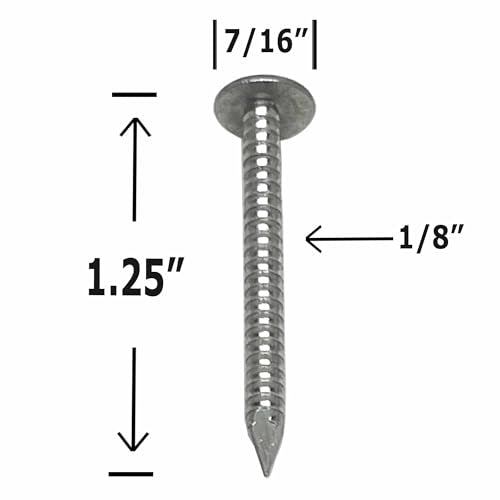 (1000) 1.25”-RING SHANK ALUMINUM - ROOFING SIDING NAILS - Vinyl & Aluminum Siding & Facia Trim Nail – Aluminum metal secure holding Ring Shank nail – 1.25 in 1000-Pack