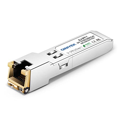 1.25G SFP to RJ45 Modules, 10/100/1000BASE-T Copper SFP Transceiver for Cisco GLC-T/SFP-GE-T, Meraki MA-SFP-1GB-TX, Ubiquiti UniFi UF-RJ45-1G, Netgear, Zyxel, D-Link TP-Link QNAP, 100 m 2pcs