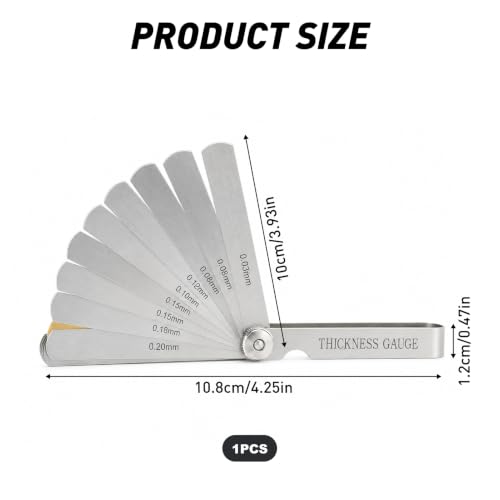 32 Blades Stainless Steel Feeler Gauge 0.04-0.88mm Precision Feeler Gauge with Metric and Imperial Scale, Feeler Gauge Valve Clearance for Engine, Mechanics and Tools