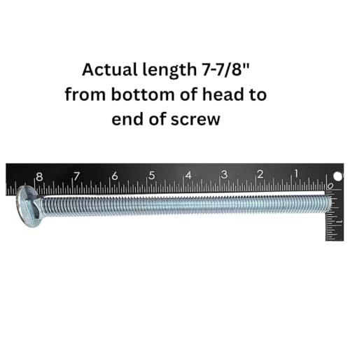 1/2"-13 x 8 Grade 5 Carriage Bolts (4-Pack) – Heavy-Duty Coarse Thread Bolts – Round Head Square Neck SAE J429 Zinc Clear Finish Bolts Only 4