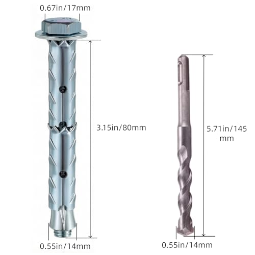 3/8×3" Hex Heavy Duty Hollow Wall Anchors, Through-Hardened Expansion Screws for Hollow Brick, Lightweight Brick and Porous Block, 20 PCS,Includes Impact Drill Bit 3/8×3" Hexagonal
